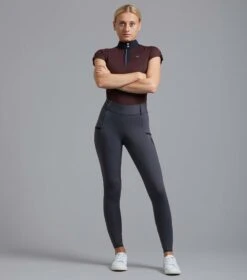 Amia Ladies Technical Short Sleeve Riding Top -Premier Equine Store Amia Ladies Technical Short Sleeved Riding Top Wine 6