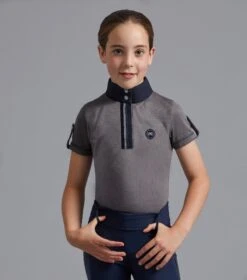 Mini Amia Girl's Technical Short Sleeve Riding Top 8 Mini Amia Girl's Technical Short Sleeve Riding Top -Premier Equine Store Amia Top Kids grey 1