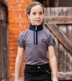 Mini Amia Girl's Technical Short Sleeve Riding Top 9 Mini Amia Girl's Technical Short Sleeve Riding Top -Premier Equine Store Amia Top Kids grey 2
