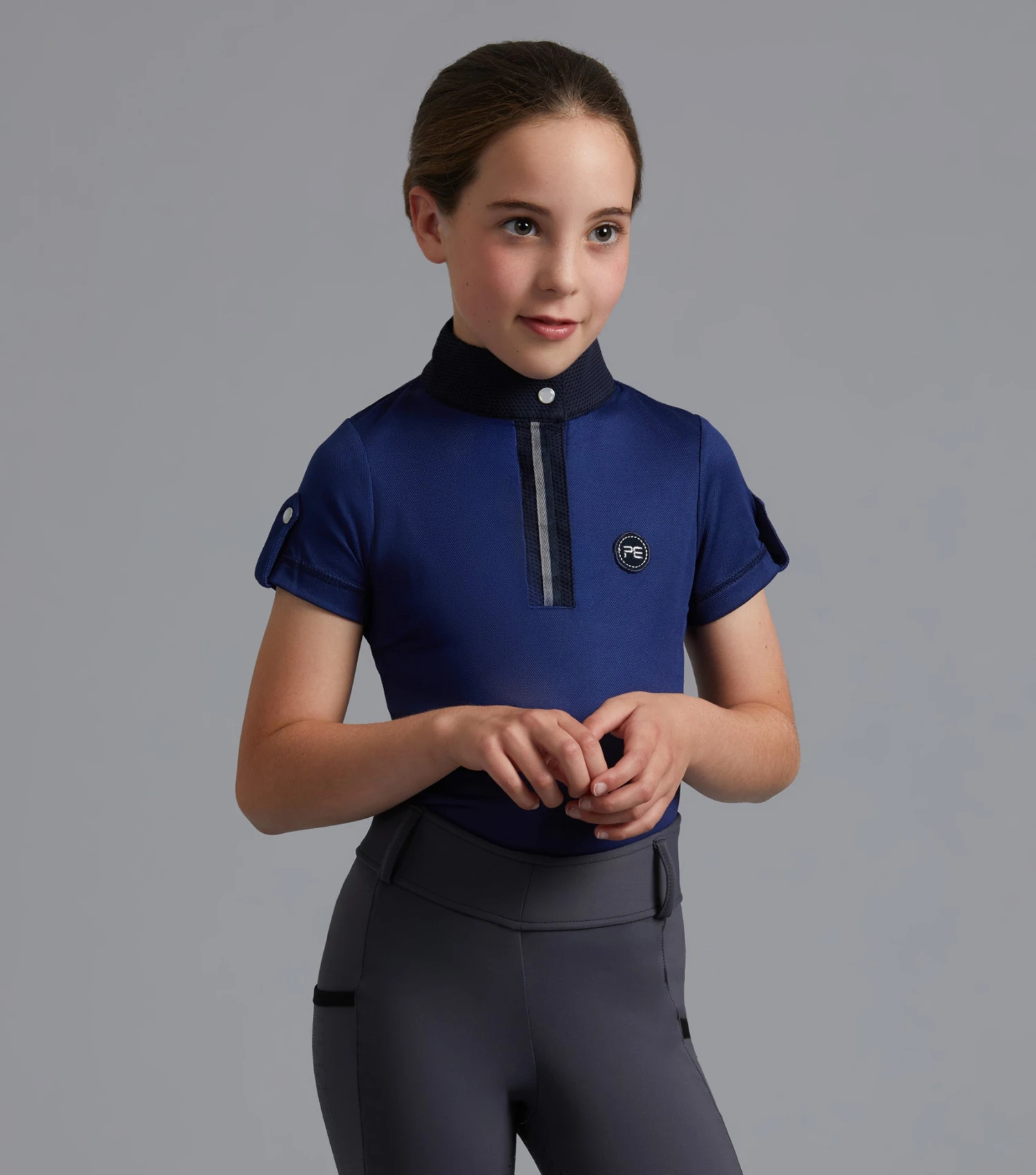 Mini Amia Girl's Technical Short Sleeve Riding Top Mini Amia Girl's Technical Short Sleeve Riding Top -Premier Equine Store Amia Top Kids navy 1