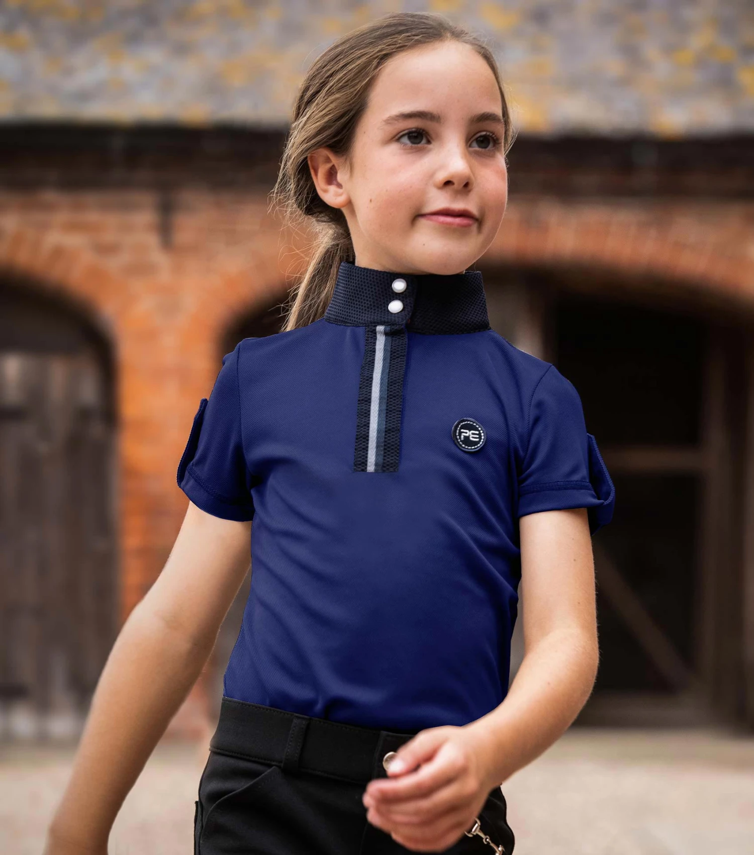 Mini Amia Girl's Technical Short Sleeve Riding Top Mini Amia Girl's Technical Short Sleeve Riding Top -Premier Equine Store Amia Top Kids navy 2