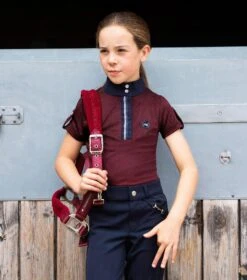 Mini Amia Girl's Technical Short Sleeve Riding Top 15 Mini Amia Girl's Technical Short Sleeve Riding Top -Premier Equine Store Amia Top Kids wine 2