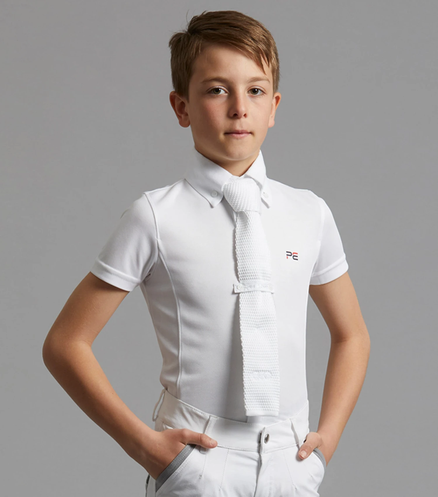 Mini Antonio Boy's Short Sleeve Show Shirt Mini Antonio Boy's Short Sleeve Show Shirt -Premier Equine Store Boys Antonio Shirt White 1