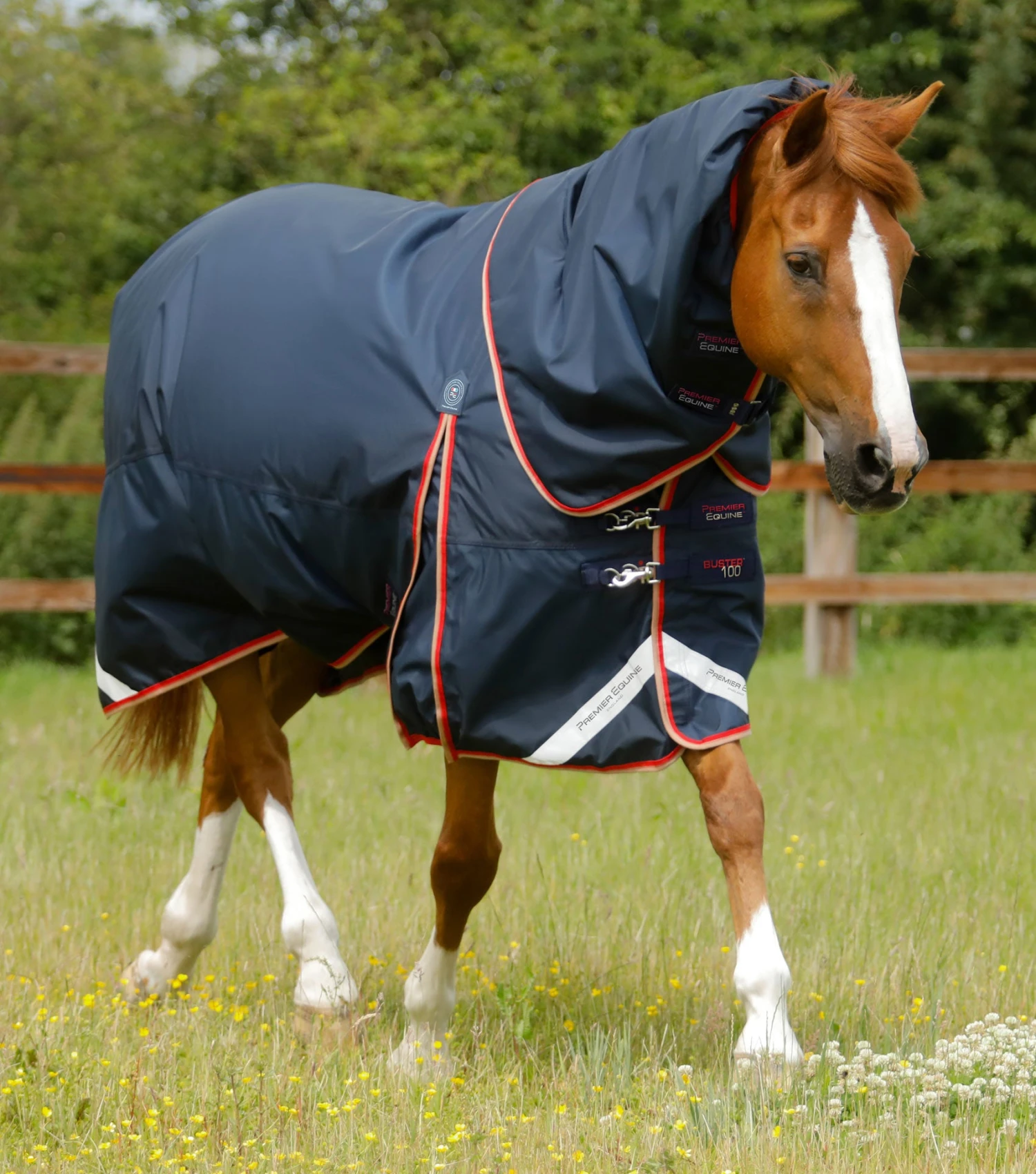 Buster 100g Turnout Rug with Snug-Fit Neck Cover Buster 100g Turnout Rug With Snug-Fit Neck Cover -Premier Equine Store Buster 100 Turnout Rug Navy 1