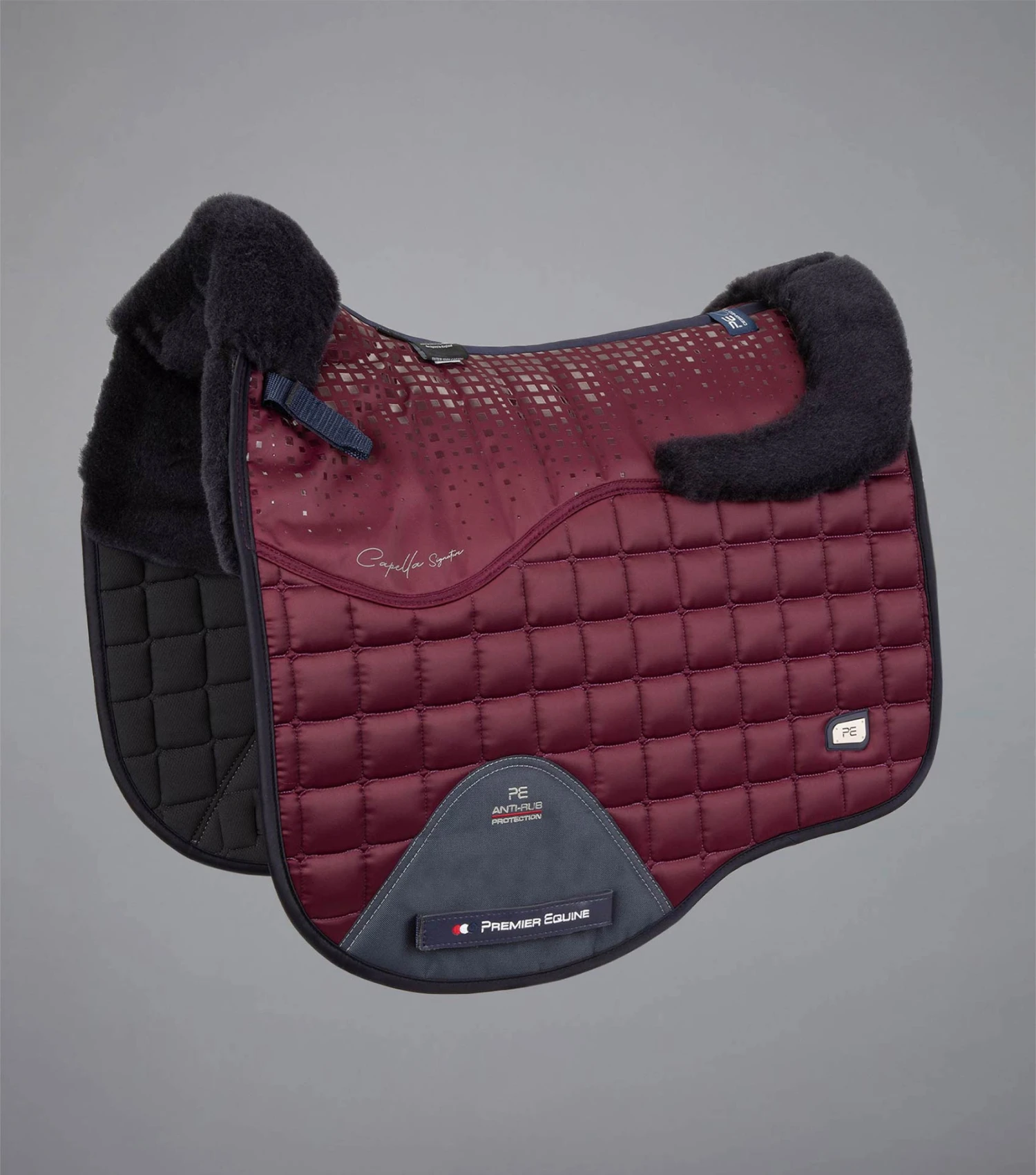 Capella Close Contact Merino Wool Dressage Square Capella Close Contact Merino Wool Dressage Square -Premier Equine Store Capella CC Merino Wool Dressage Square Burgundy Navy Wool 1 30f072c8 4621 4b92 ae8d 4fdf2e8bd39c