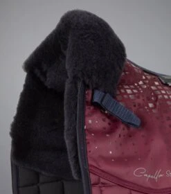 Capella Close Contact Merino Wool Dressage Square 4 Capella Close Contact Merino Wool Dressage Square -Premier Equine Store Capella CC Merino Wool Dressage Square Burgundy Navy Wool 3