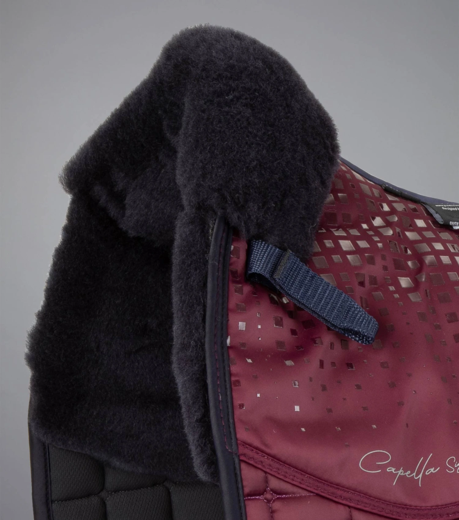 Capella Close Contact Merino Wool Dressage Square Capella Close Contact Merino Wool Dressage Square -Premier Equine Store Capella CC Merino Wool Dressage Square Burgundy Navy Wool 3