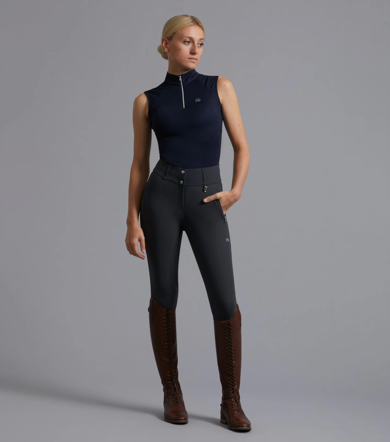 Carapello Ladies Full Seat Gel Riding Breeches Carapello Ladies Full Seat Gel Riding Breeches -Premier Equine Store Carapello Ladies Full Seat Gel Riding Breeches Anthracite1