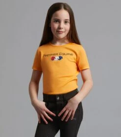 Chiaro Girls Cotton Riding T-Shirt 6 Chiaro Girls Cotton Riding T-Shirt -Premier Equine Store Chiaro T Shirt Orange. 1