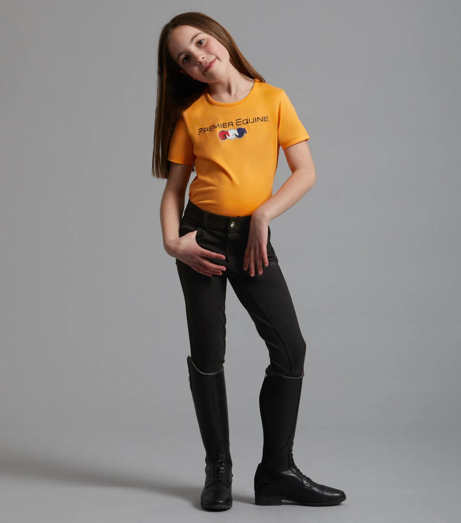 Chiaro Girls Cotton Riding T-Shirt Chiaro Girls Cotton Riding T-Shirt -Premier Equine Store Chiaro T Shirt Orange. 2
