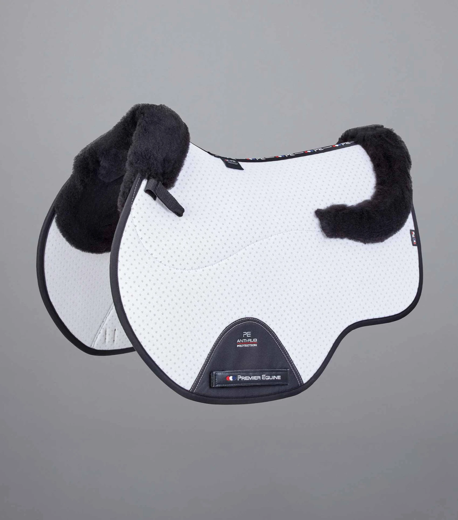 Close Contact Airtechnology Shockproof Wool Saddle Pad - GP/Jump Square Close Contact Airtechnology Shockproof Wool Saddle Pad - GP/Jump Square -Premier Equine Store Close Contact Airtechnology Shockproof European Merino Wool Half Lined GPJump Square White Black Wool 1