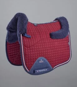 Close Contact Merino Wool European Saddle Pad - Dressage Square -Premier Equine Store Close Contact Merino Wool European Half Lined Dressage Square Burgundy Navy 1