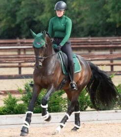 Close Contact Merino Wool European Saddle Pad - Dressage Square -Premier Equine Store Close Contact Merino Wool European Half Lined Dressage Square Green 2 V2