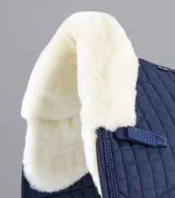 Close Contact Merino Wool European Saddle Pad - Dressage Square -Premier Equine Store Close Contact Merino Wool European Half Lined Dressage Square Navy Natural 2