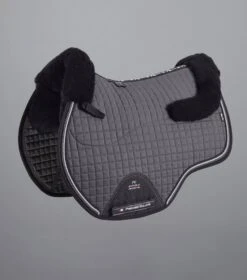 Close Contact Merino Wool European Saddle Pad - GP/Jump Square 8 Close Contact Merino Wool European Saddle Pad - GP/Jump Square -Premier Equine Store Close Contact Merino Wool European Half Lined GP Jump Square Grey Black 1