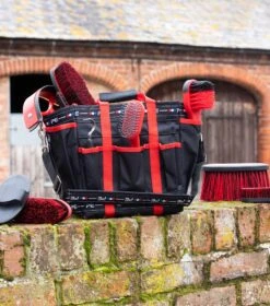 Grooming Kit Bag -Premier Equine Store Grooming Kit Bag Black and Red 2