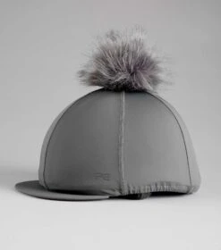 Jersey Hat Silk With Faux Fur Pom Pom 20 Jersey Hat Silk With Faux Fur Pom Pom -Premier Equine Store Jersey Hat Silk with Faux Fur Pom Pom Anthracite 1