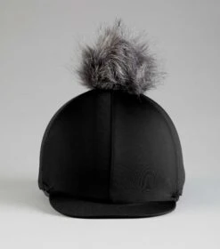 Jersey Hat Silk With Faux Fur Pom Pom 11 Jersey Hat Silk With Faux Fur Pom Pom -Premier Equine Store Jersey Hat Silk with Faux Fur Pom Pom Black 4