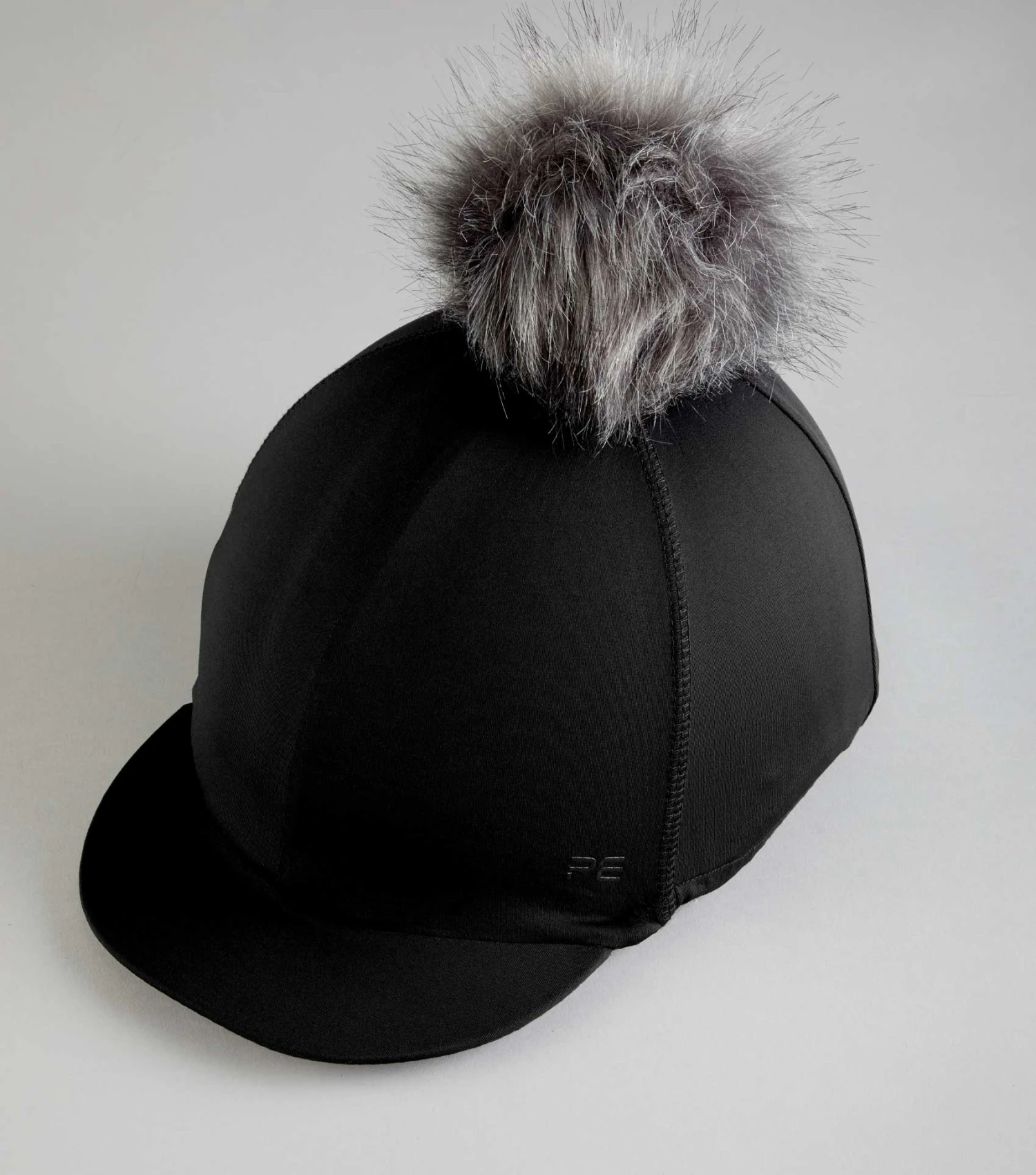 Jersey Hat Silk with Faux Fur Pom Pom Jersey Hat Silk With Faux Fur Pom Pom -Premier Equine Store Jersey Hat Silk with Faux Fur Pom Pom Black 5