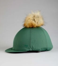 Jersey Hat Silk With Faux Fur Pom Pom 14 Jersey Hat Silk With Faux Fur Pom Pom -Premier Equine Store Jersey Hat Silk with Faux Fur Pom Pom Green 1