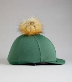 Jersey Hat Silk With Faux Fur Pom Pom 15 Jersey Hat Silk With Faux Fur Pom Pom -Premier Equine Store Jersey Hat Silk with Faux Fur Pom Pom Green 3