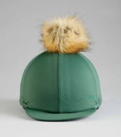 Jersey Hat Silk With Faux Fur Pom Pom 16 Jersey Hat Silk With Faux Fur Pom Pom -Premier Equine Store Jersey Hat Silk with Faux Fur Pom Pom Green 4