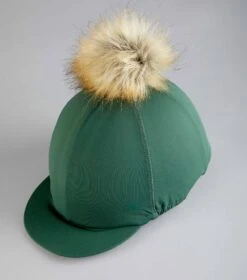 Jersey Hat Silk With Faux Fur Pom Pom 17 Jersey Hat Silk With Faux Fur Pom Pom -Premier Equine Store Jersey Hat Silk with Faux Fur Pom Pom Green 5