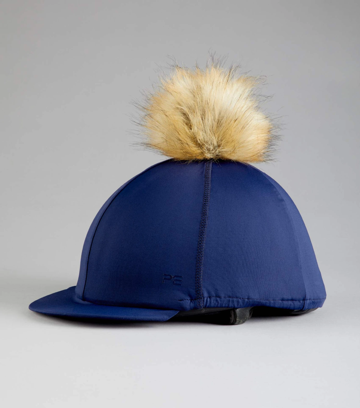 Jersey Hat Silk with Faux Fur Pom Pom Jersey Hat Silk With Faux Fur Pom Pom -Premier Equine Store Jersey Hat Silk with Faux Fur Pom Pom Navy 1