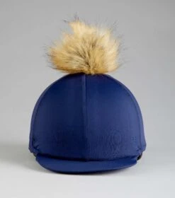 Jersey Hat Silk With Faux Fur Pom Pom 4 Jersey Hat Silk With Faux Fur Pom Pom -Premier Equine Store Jersey Hat Silk with Faux Fur Pom Pom Navy 4