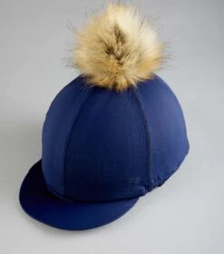 Jersey Hat Silk With Faux Fur Pom Pom 5 Jersey Hat Silk With Faux Fur Pom Pom -Premier Equine Store Jersey Hat Silk with Faux Fur Pom Pom Navy 5
