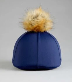 Jersey Hat Silk With Faux Fur Pom Pom 7 Jersey Hat Silk With Faux Fur Pom Pom -Premier Equine Store Jersey Hat Silk with Faux Fur Pom Pom Navy 7
