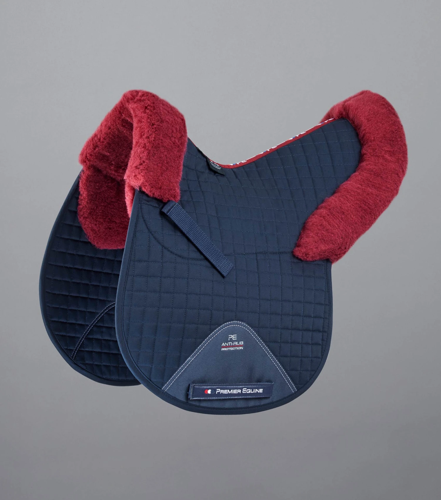 Merino Wool Saddle Pad - GP/Jump Numnah Merino Wool Saddle Pad - GP/Jump Numnah -Premier Equine Store Merino Wool Half Lined GP Jump Numnah Navy Burgundy 1