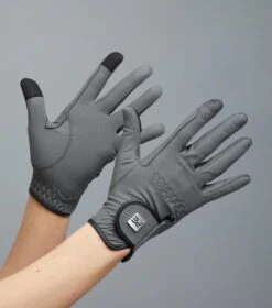 Metaro Ladies Riding Gloves -Premier Equine Store Metaro Glove Grey 1