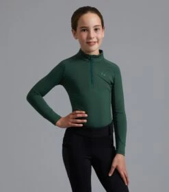 Junior Ombretta Technical Riding Top -Premier Equine Store Ombretta Junior Base Layer Green 1