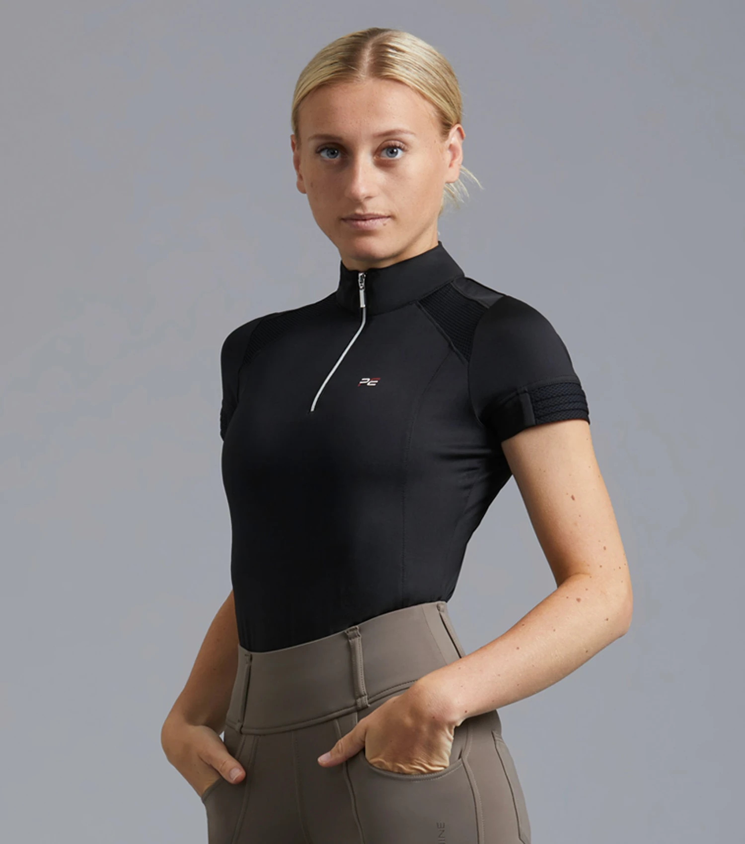 Remisa Ladies Technical Short Sleeve Riding Top Remisa Ladies Technical Short Sleeve Riding Top -Premier Equine Store Remisa Ladies Technical Short Sleeved Riding Top Black 1