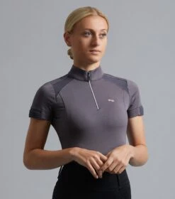 Remisa Ladies Technical Short Sleeve Riding Top 8 Remisa Ladies Technical Short Sleeve Riding Top -Premier Equine Store Remisa Ladies Technical Short Sleeved Riding Top Grey 1