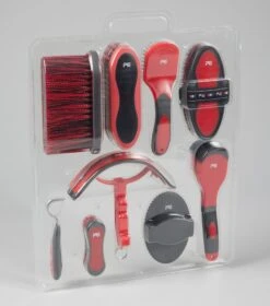 Soft-Touch Grooming Kit Set - 9 Pieces 3 Soft-Touch Grooming Kit Set - 9 Pieces -Premier Equine Store Soft Touch Grooming Kit Black and Red 2