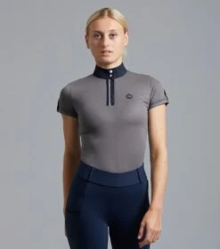 Amia Ladies Technical Short Sleeve Riding Top -Premier Equine Store Technical Short Sleeved Riding Top Anthracite Grey 1