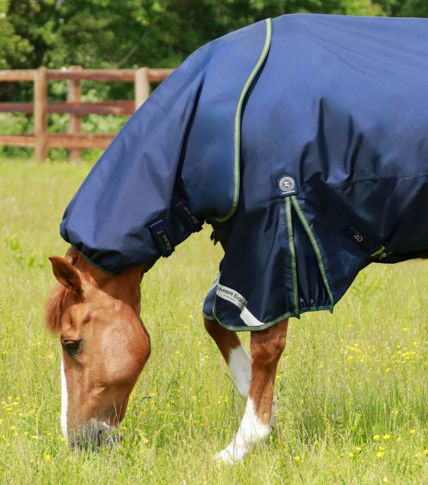 Titan 40g Turnout Rug with Snug-Fit Neck Cover Titan 40g Turnout Rug With Snug-Fit Neck Cover -Premier Equine Store Titan 40 Turnout Rug Navy 3
