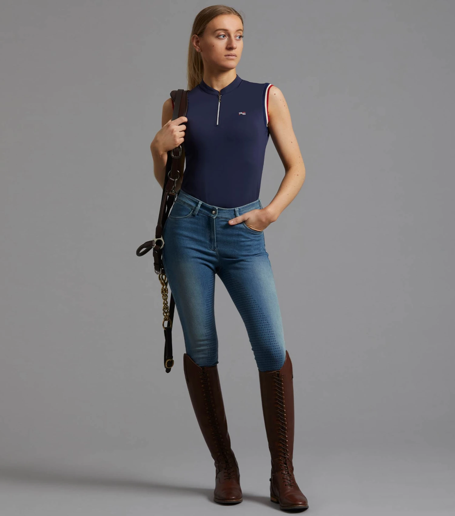Alito Ladies Sleeveless Riding Top Alito Ladies Sleeveless Riding Top -Premier Equine Store alito sleeveless top navy 2
