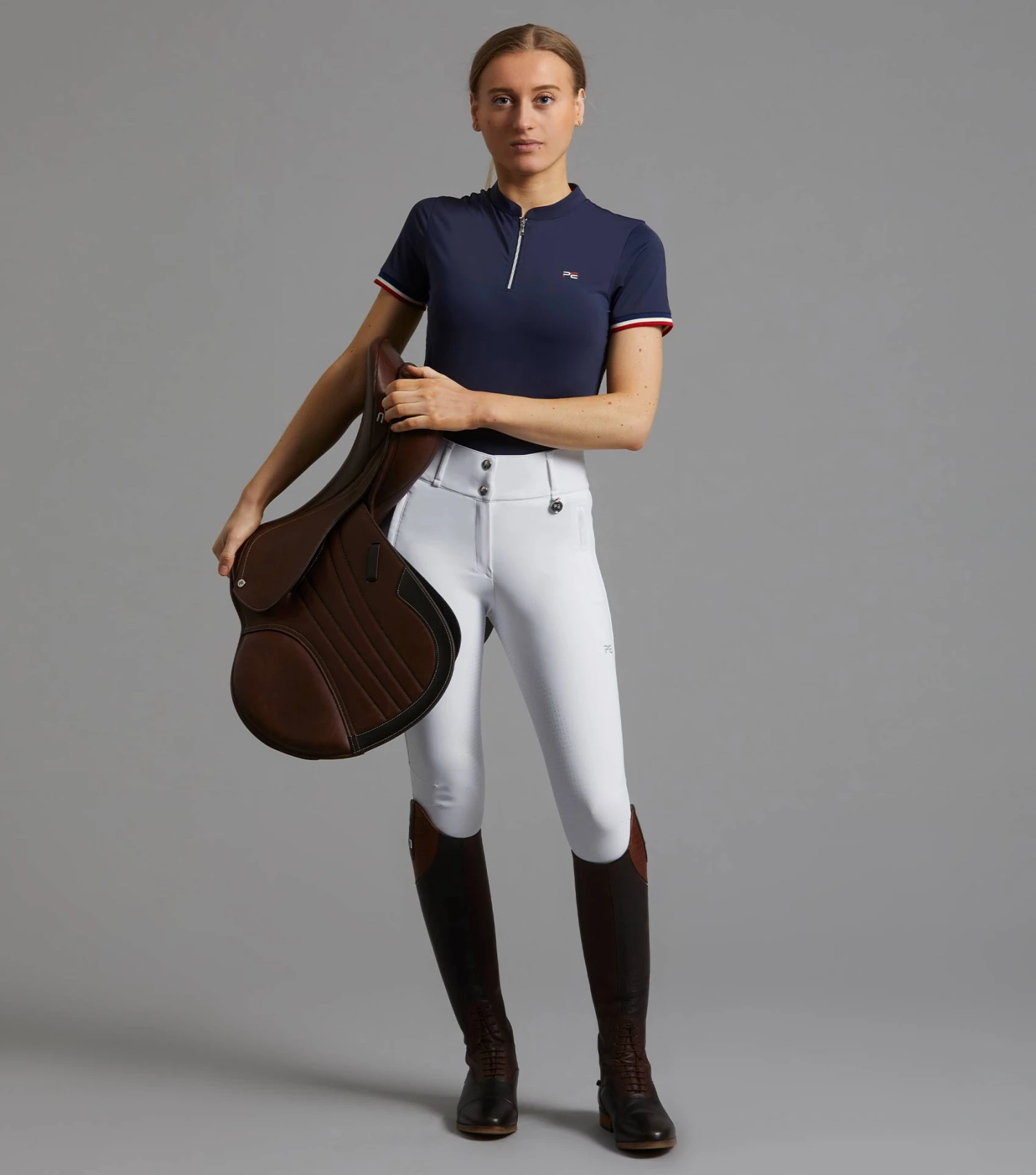 Allegra Ladies Short Sleeve Riding Top Allegra Ladies Short Sleeve Riding Top -Premier Equine Store allegra top navy 2