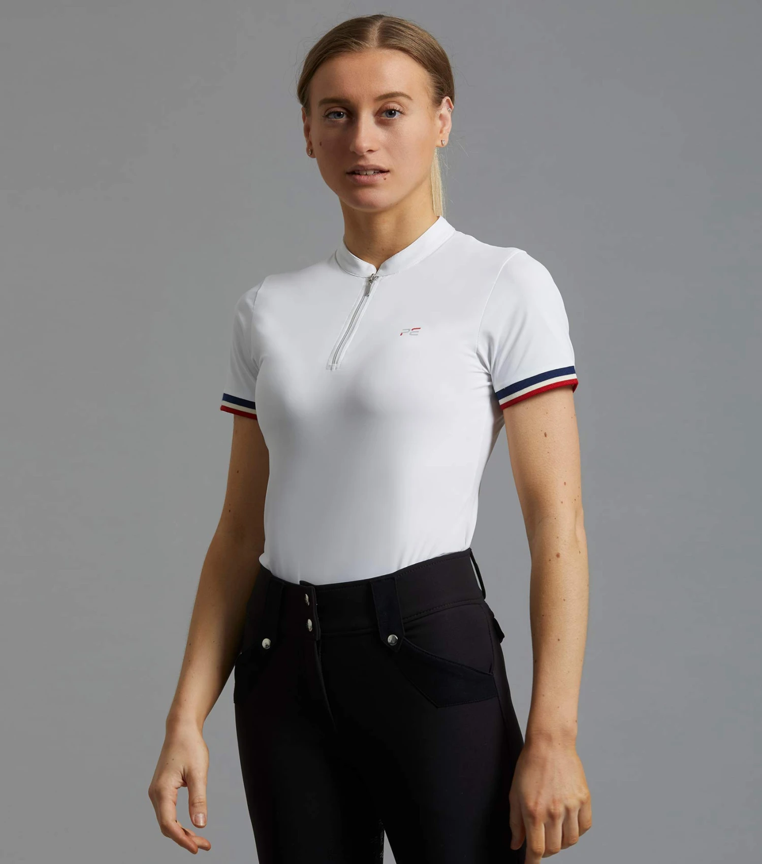 Allegra Ladies Short Sleeve Riding Top Allegra Ladies Short Sleeve Riding Top -Premier Equine Store allegra top white 1