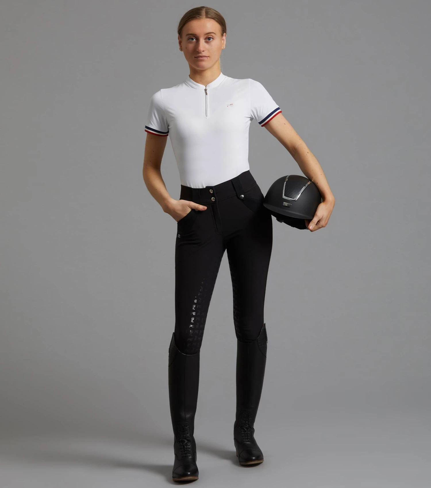 Allegra Ladies Short Sleeve Riding Top Allegra Ladies Short Sleeve Riding Top -Premier Equine Store allegra top white 2