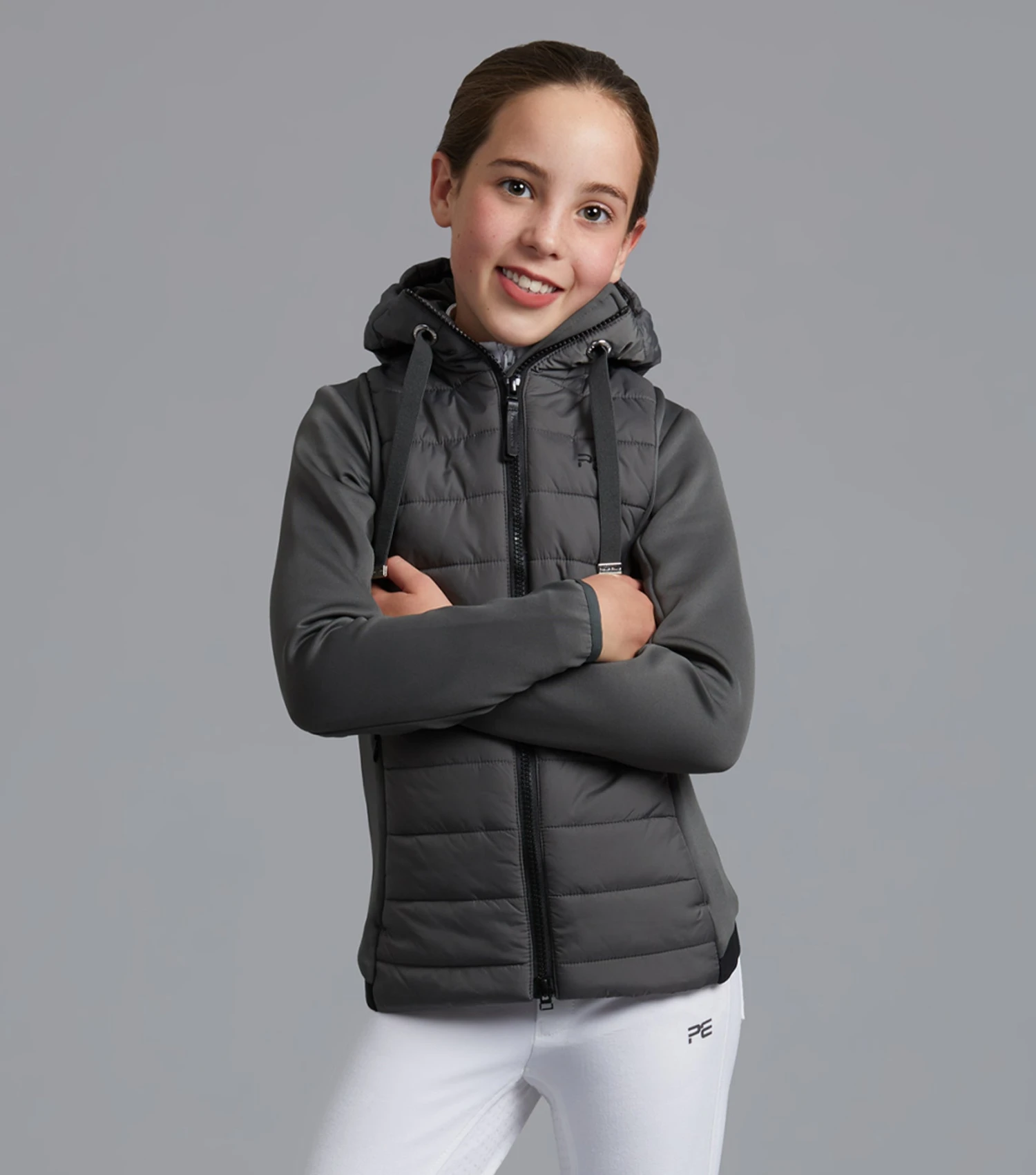 Arion Junior Unisex Riding Jacket With Hood Arion Junior Unisex Riding Jacket With Hood -Premier Equine Store arion junior mid layer anthracite 1