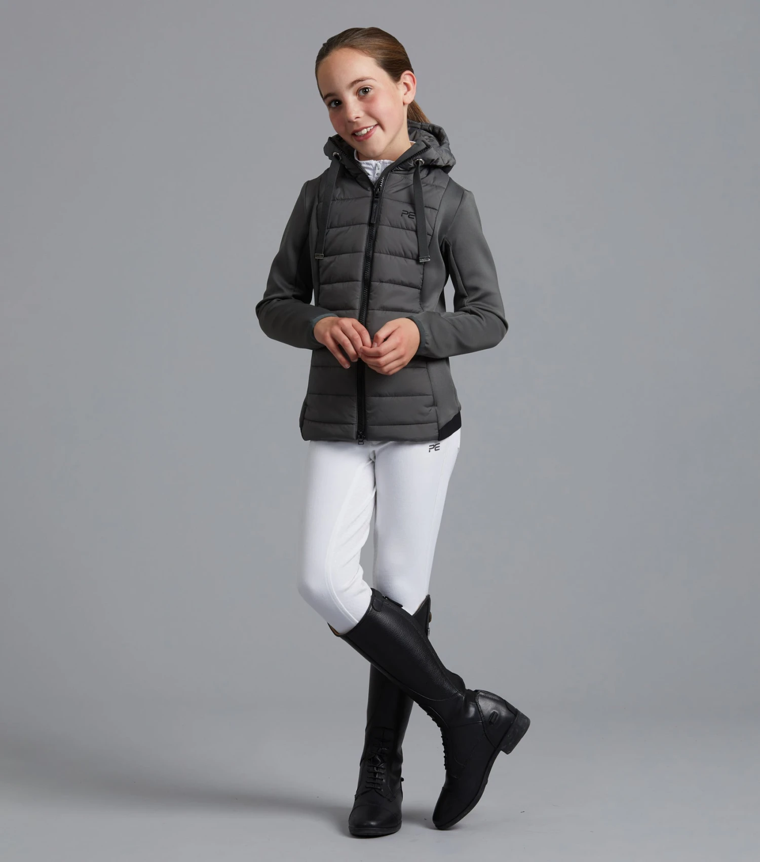 Arion Junior Unisex Riding Jacket With Hood Arion Junior Unisex Riding Jacket With Hood -Premier Equine Store arion junior mid layer anthracite 2