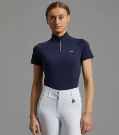 Aura Ladies Short Sleeve Riding Top 8 Aura Ladies Short Sleeve Riding Top -Premier Equine Store aura top navy 1