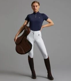 Aura Ladies Short Sleeve Riding Top 9 Aura Ladies Short Sleeve Riding Top -Premier Equine Store aura top navy 2