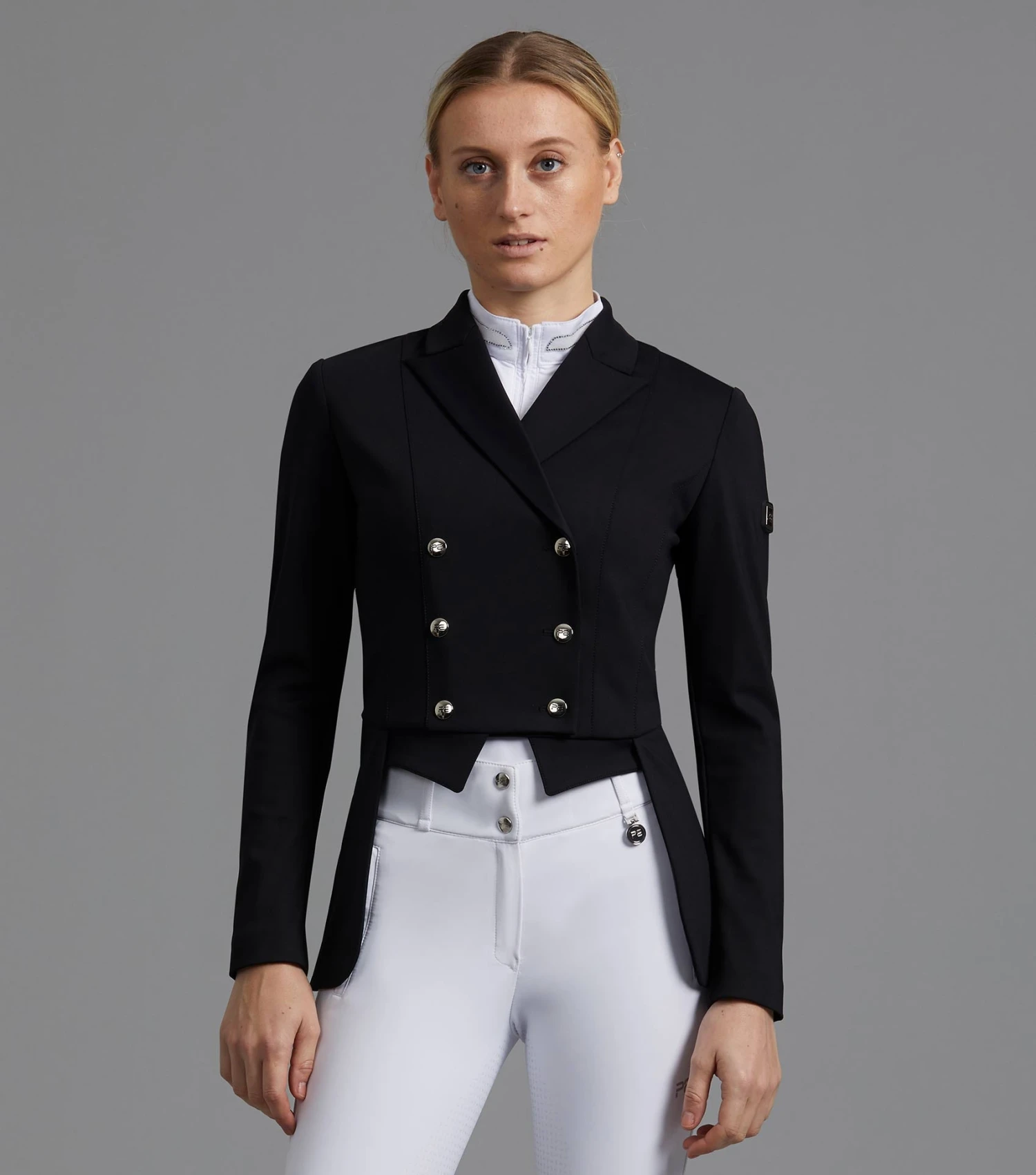 Capriole Ladies Short Tail Dressage Jacket Capriole Ladies Short Tail Dressage Jacket -Premier Equine Store capriole competition jacket black 1