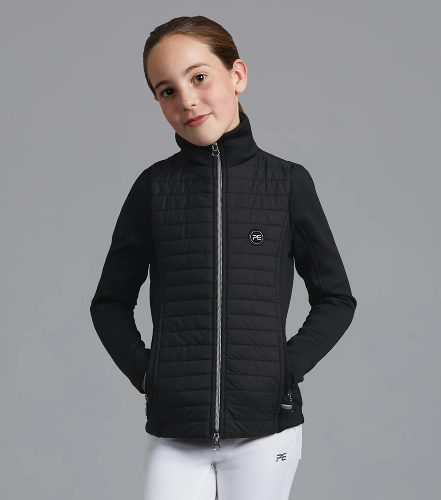Mini Elena Girl's Hybrid Riding Jacket Mini Elena Girl's Hybrid Riding Jacket -Premier Equine Store elena kids hybrid technical jacket black 1