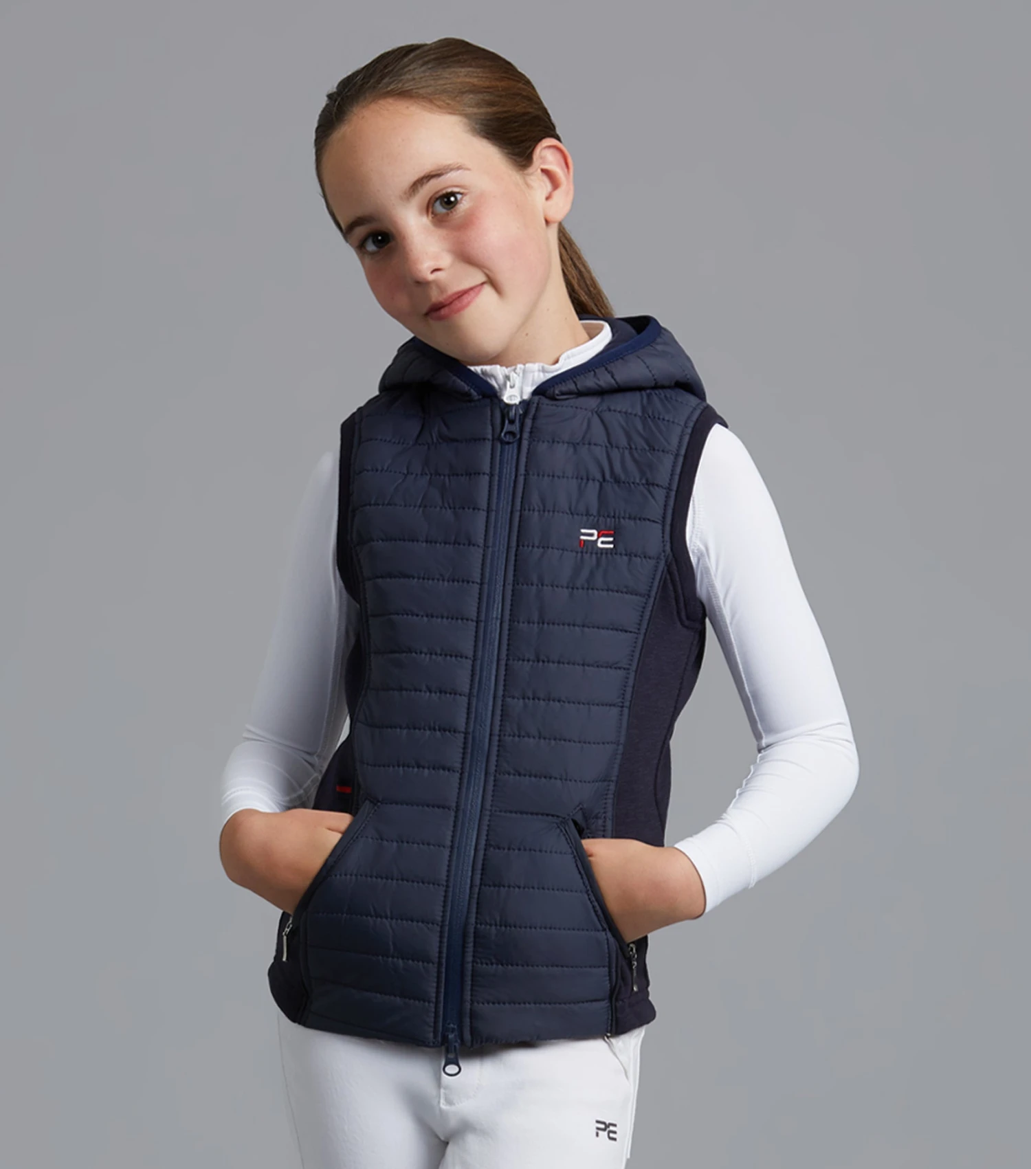 Mini Lamera Girl's Hybrid Riding Gilet Mini Lamera Girl's Hybrid Riding Gilet -Premier Equine Store lamera kids gilet navy 1